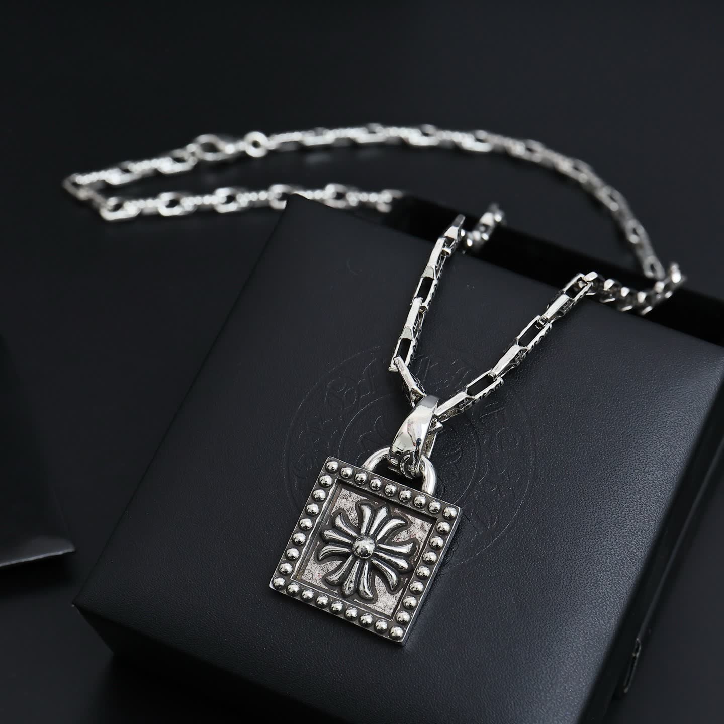 Chrome Hearts Crown Hearts Silver Pendant Necklace